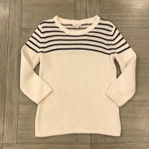 Ann Taylor Loft cream navy Chunky knit sweater M